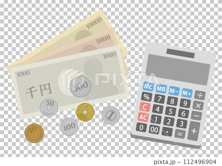 金錢和計算器的插圖_2 金錢和計算器的插圖_2 112496904