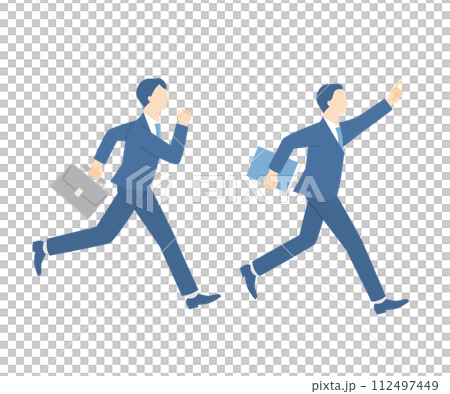 Businessman running with bags and documents 112497449