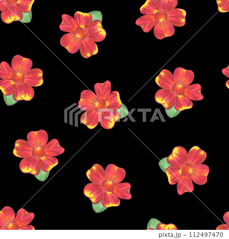 Marigold Flower Seamless Pattern. Floral Digital Paper. Marigold Flower Seamless Pattern. Floral Digital Paper. 112497470