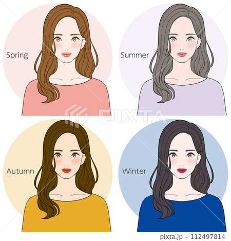パーソナルカラー診断 イメージイラスト セット パーソナルカラー診断 イメージイラスト セット 112497814
