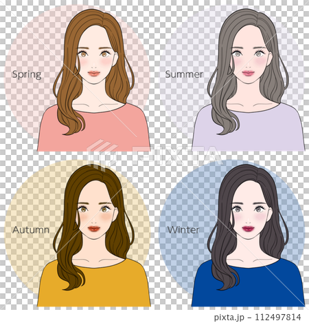パーソナルカラー診断 イメージイラスト セット パーソナルカラー診断 イメージイラスト セット 112497814