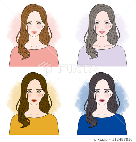 パーソナルカラー診断　イメージイラスト　セット　文字なし 112497816