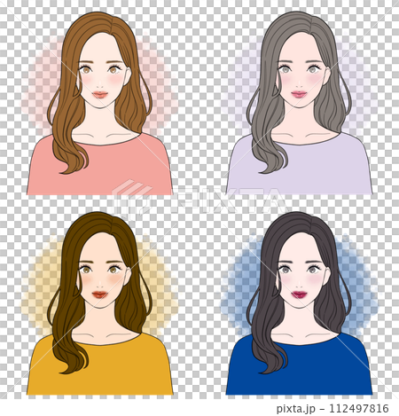 パーソナルカラー診断　イメージイラスト　セット　文字なし 112497816