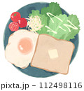 朝食プレートの水彩イラスト 112498116