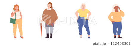 Fat People Characters with Full Body and Obesity Vector Set Fat People Characters with Full Body and Obesity Vector Set 112498301