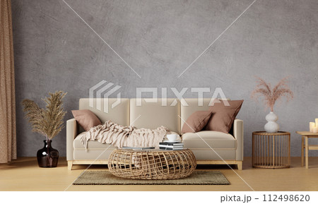 Contemporary interior living room couch with empty white wall background. 3d render illustration Contemporary interior living room couch with empty white wall background. 3d render illustration 112498620