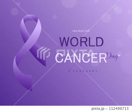 World Cancer Day Campaign logo. purple color world cancer ribbon, World Cancer Day poster or banner background vector illustration World Cancer Day Campaign logo. purple color world cancer ribbon, World Cancer Day poster or banner background vector illustration 112498713