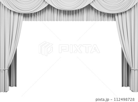 Luxury stage or windows curtains, realistic 3D illustration 112498728