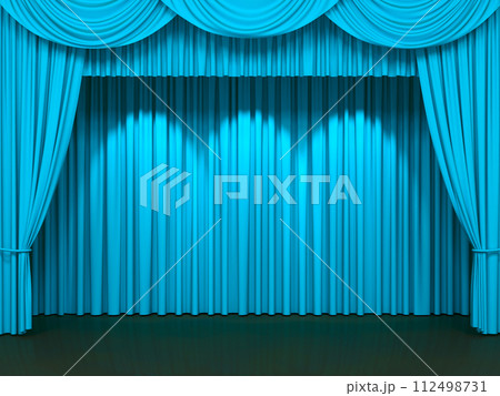 Luxury stage or windows curtains, realistic 3D illustration 112498731