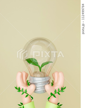 3d hand hold light bulb with plant. concept ecology and environment. Save the Earth, Protect environmental and eco green life, ecology and nature protect. 3d rendering illustration. 3d hand hold light bulb with plant. concept ecology and environment. Save the Earth, Protect environmental and eco green life, ecology and nature protect. 3d rendering illustration. 112499784