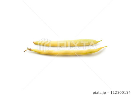 Several pods of flat runner bean heap isolated on white background. . 112500154