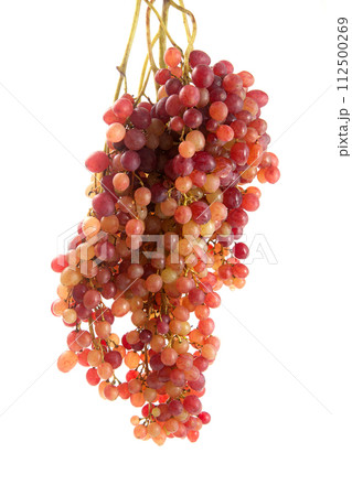 Bunch of organic pink grapes isolated on white background. Bunch of organic pink grapes isolated on white background. 112500269