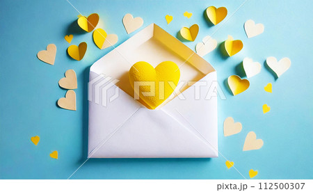 黄色いハートのメッセージカード 112500307