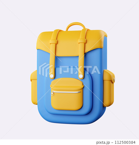 3d school bag icon. Back to school and education concept. isolated on background, icon symbol clipping path. 3d render illustration 112500384