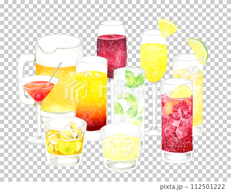 酒精/雞尾酒套裝 飲料手繪水彩插畫材料（酒精） 112501222