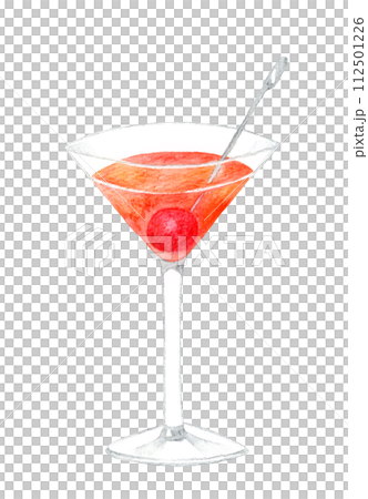 曼哈頓（雞尾酒）手繪水彩插圖的飲品/酒精 112501226