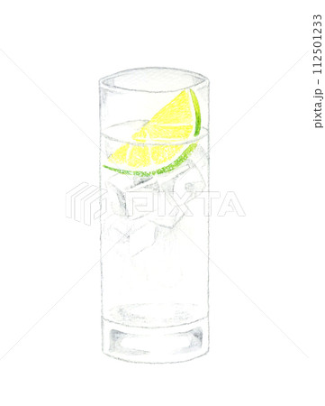 ジントニック　飲み物・お酒の手描き水彩イラスト素材 112501233
