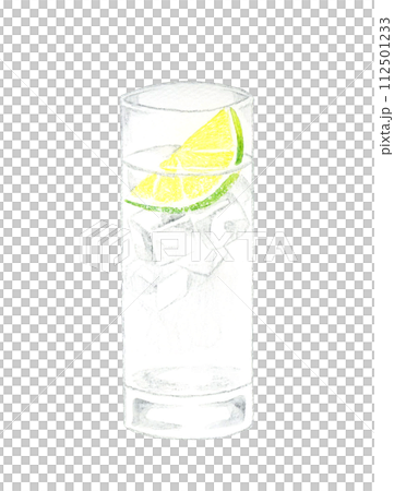 ジントニック　飲み物・お酒の手描き水彩イラスト素材 112501233