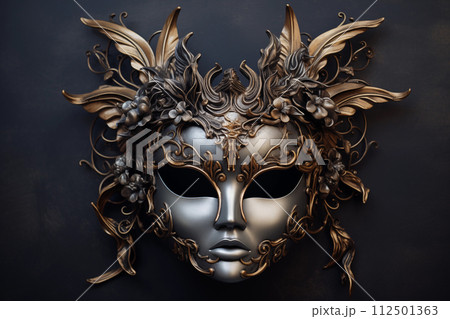 Intricate metallic venetian mask with ornate...のイラスト素材 [112501363] - PIXTA