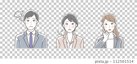 Business person in suit, upper body illustration set. Negative. 112501514