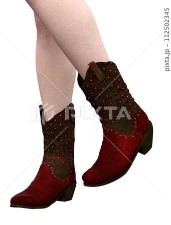 3D Render of Female legs in cowboy boots 3D Render of Female legs in cowboy boots 112502345