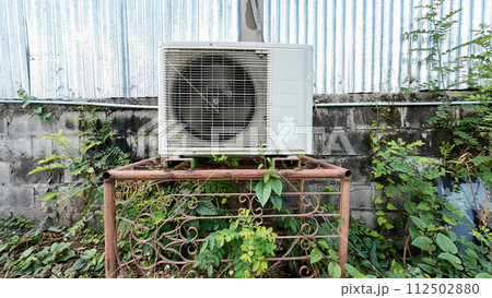 Air Conditioner, Building Exterior, Outdoors, Torn, Air Compressor 112502880