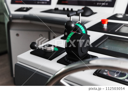 Azimuth thruster control levers, equipment of a tug boat control panel Azimuth thruster control levers, equipment of a tug boat control panel 112503054