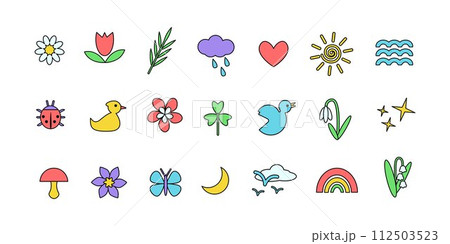 Springtime childlike symbols, neo brutalism Springtime childlike symbols, neo brutalism 112503523