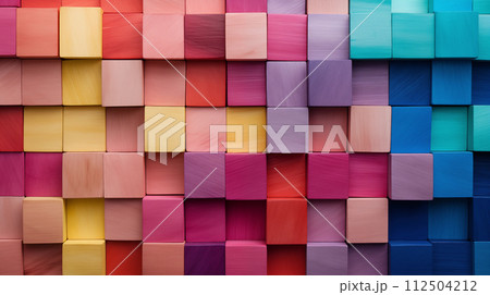 Rainbow colors wooden blocksのイラスト素材 [112504212] - PIXTA