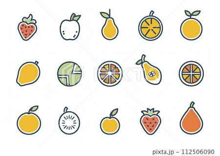 set of icon fruits isolated on white background. Ai generative 112506090