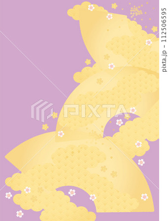 春の背景（扇と桜）6-3ベク 112506595