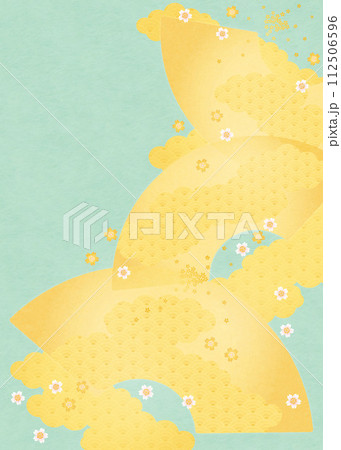 春の背景（扇と桜）6-4 112506596