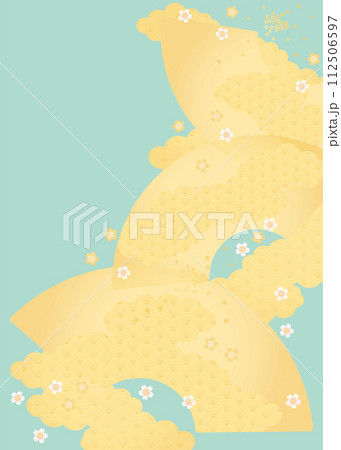春の背景（扇と桜）6-4ベク 112506597