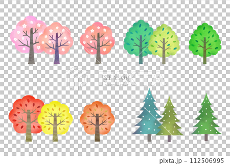 四個季節的樹木插圖(向量版) 四個季節的樹木插圖(向量版) 112506995