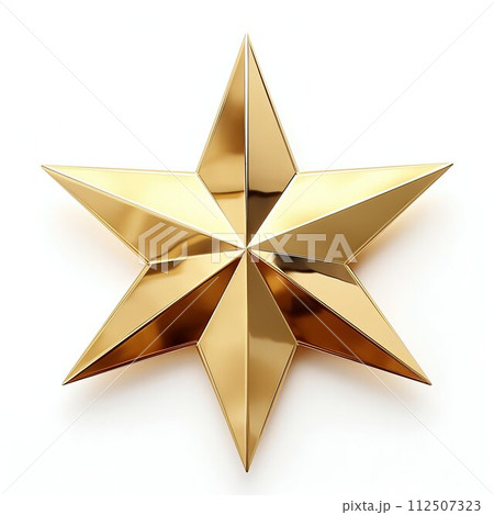 Elegant Golden Christmas Star Isolated on White. Generative ai 112507323