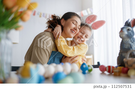 family preparing for Easter 112507531