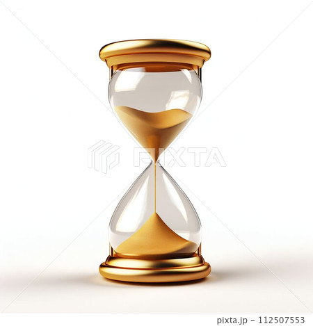 Timeless Elegance: Golden Hourglass Isolated on White Background. Generative ai 112507553