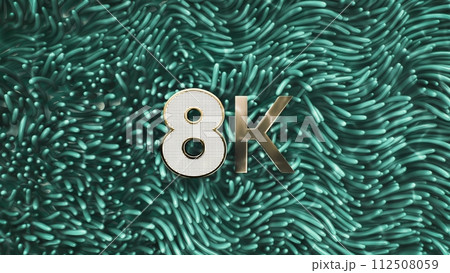 3d render Golden logo 8k on an abstract seaweed background 112508059