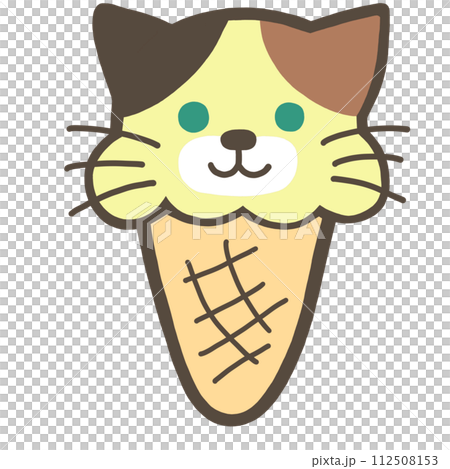 猫 アイスクリーム 動物 お菓子 スイーツのイラスト素材 [112508153