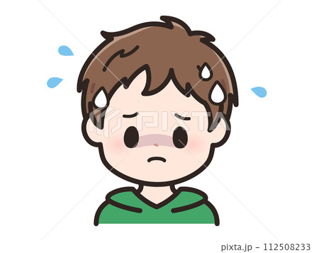 緊張の若い男性のイラスト 112508233
