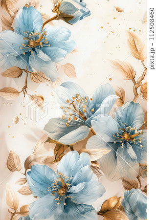 Watercolor blue spring flowers on beige background Watercolor blue spring flowers on beige background 112508460