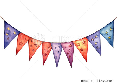 Watercolor banner and stars on white background 112508461