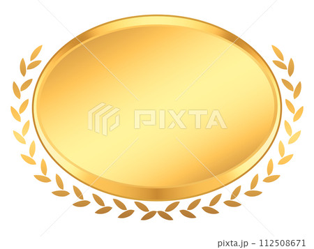 金色の横長の月桂樹のフレーム 金色の横長の月桂樹のフレーム 112508671