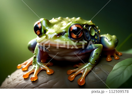 Cute green frog in the habitat. Cute green frog in the habitat. 112509578