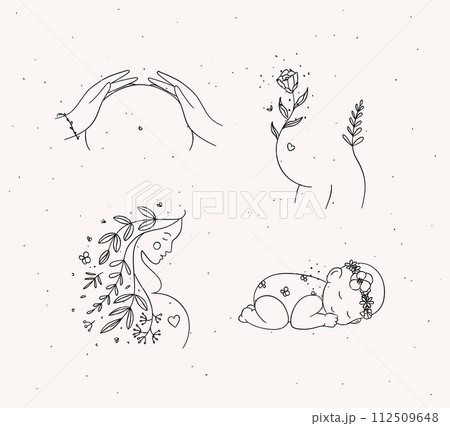 Pregnancy symbols black 112509648