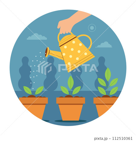 Seedlings Growing Scene with Can Watering Plants 112510361