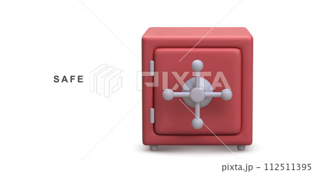 3d realistic red safe isolated on white background. Vector illustration. 3d realistic red safe isolated on white background. Vector illustration. 112511395