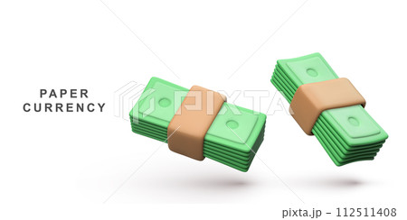 3d Realistic Paper currency concept Bundle of money. Vector illustration. 3d Realistic Paper currency concept Bundle of money. Vector illustration. 112511408