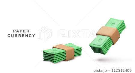 3d Realistic money saving concept Bundle of money. Vector illustration. 3d Realistic money saving concept Bundle of money. Vector illustration. 112511409