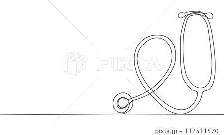 Self drawing animation of single line draw stethoscope, equipment for doctor examining patient heart beat 112511570